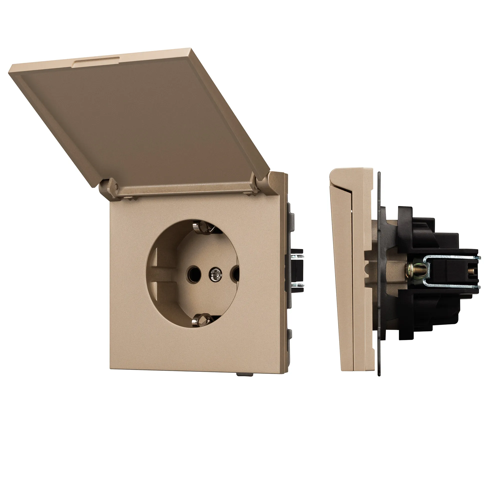 Механизм розетки влагозащищённый SCT-TENDO-MCP-PL-GD (230V, 16A) (Arlight, -) - изображение товара